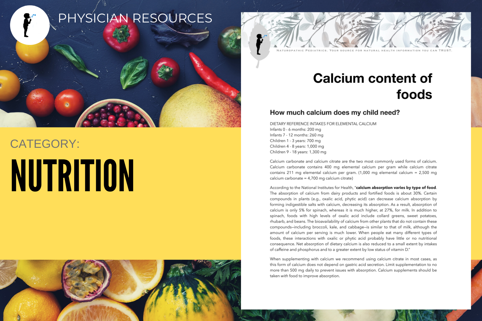 Calcium content of foods